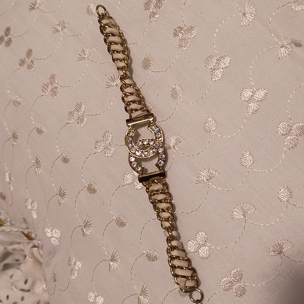 Bracelet Channel in gold tone with rhinestones